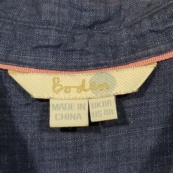 Boden Womens 4R Blue Classic Button Front Long Sleeve Rounded Hem Shirt - Picture 5 of 7